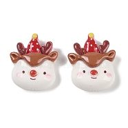 Christmas Opaque Resin Decoden Cabochons, Deer, 22.5x18.5x7.5mm(CRES-M036-12E)