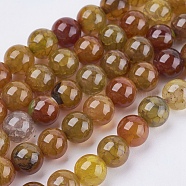 Natural Agate Round Beads Strand, Dyed, Saddle Brown, 8mm, Hole: 1mm, about 48pcs/strand, 15.74 inch(G-L087-8mm-06)