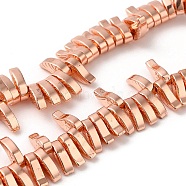 Synthetic Non-Magnetic Hematite Beads Strands, Leaf, Top Drilled, Rose Gold Plated, 8x4x2.5mm, Hole: 0.9mm, about 184pcs/strand, 16.93''(43cm)(G-E610-C01-RG)