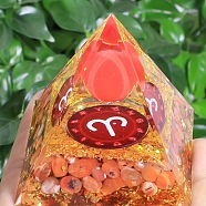 Orgonite Pyramid Resin Energy Generators, Reiki Natural Pink Opal Chips Inside for Home Office Desk Decoration, Aries, 50mm(PW-WG80884-01)