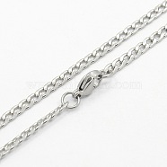 304 Stainless Steel Curb Chain Necklaces, with Lobster Claw Clasps, Stainless Steel Color, 29.5 inch(74.9cm)(STAS-O037-95P)