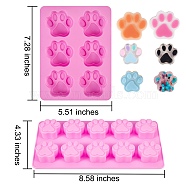 2Pcs 2 Styles Paw Shaped Fondant Molds, Food Grade Silicone Molds, For DIY Cake Decoration, Chocolate, Candy, UV Resin & Epoxy Resin Craft Making, Hot Pink, 1pc/style(DIY-SZ0002-69)