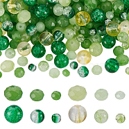 360Pcs 12 Styles Baking Painted Imitation Jade Glass Beads, Round, Green, 4~8x4~6mm, Hole: 1.1~1.6mm, 30pcs/style(DGLA-GA0001-02)