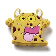 Little Monster Silicone Beads, Yellow, 27.5x32x9.5mm, Hole: 2.5mm(SIL-R014-02B)