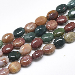 Natural Indian Agate Beads Strands, Oval, 8x6x4mm, Hole: 1mm, about 49~50pcs/strand, 14.5 inch~14.7 inch(X-G-S357-B03)