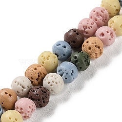 Synthetic Lava Rock Dyed Beads Strands, Round, Mixed Color, 6~6.5mm, Hole: 1mm, about 63pcs/strand, 15.16''(38.5cm)(G-H311-08A-07)