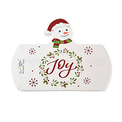 Christmas Theme Paper Pillow Gift Boxes, Gift Packaging Boxes with Hanging Hole for Gift Wrapping, Snowman, 13x2.75x11.5cm(CON-B012-01)