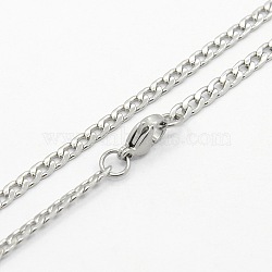 Non-Tarnish 304 Stainless Steel Curb Chain Necklaces, with Lobster Claw Clasps, Stainless Steel Color, 29.5 inch(74.9cm)(STAS-O037-95P)