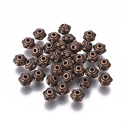 Tibetan Style Alloy Spacer Beads, Lead Free & Cadmium Free, Red Copper, 7x5.5mm, Hole: 1mm(RLF1017Y)