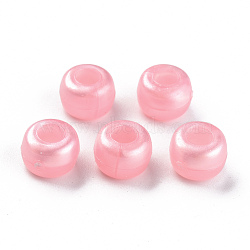Plastic Pearlized Beads, Barrel, Pearl Pink, 9x6mm, Hole: 3.5mm, about 1900pcs/500g.(KY-R019-01E)
