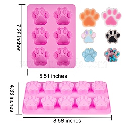 2Pcs 2 Styles Paw Shaped Fondant Molds, Food Grade Silicone Molds, For DIY Cake Decoration, Chocolate, Candy, UV Resin & Epoxy Resin Craft Making, Hot Pink, 1pc/style(DIY-SZ0002-69)