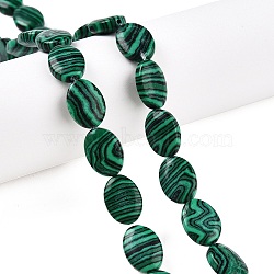 Synthetic Malachite Beads Strands, Flat Oval, 14x10x5.5mm, Hole: 1.2mm, about 28pcs/strand, 15.55''(39.5cm)(G-M206-38)