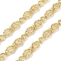 Rack Plating Brass Bowknot Link Chains, Soldered, with Spool, Cadmium Free & Lead Free, Real 18K Gold Plated, 19.5x6x3mm(CHC-C005-05G)