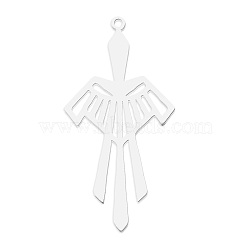 201 Stainless Steel Pendants, Laser Cut, Sword, Stainless Steel Color, 43.5x22x1mm, Hole: 1.6mm(STAS-S105-LA763-1)