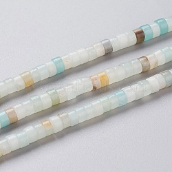 Natural Flower Amazonite Beads Strands, Heishi Beads, Flat Round/Disc, 4x2mm, Hole: 0.7mm, about 151~154pcs/Strand, 15.35 inch~15.55 inch(39cm)(G-F631-A34)