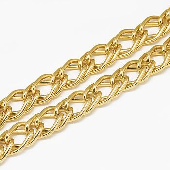 Unwelded Aluminum Double Link Chains, Gold, 22x15x2.2mm