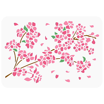 Plastic Drawing Painting Stencils Templates, for Painting on Scrapbook Fabric Tiles Floor Furniture Wood, Rectangle, Plum Blossom, 29.7x21cm