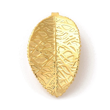 304 Stainless Steel Pendants, Leaf Charm, Golden, 28x17x3mm, Hole: 2.5mm