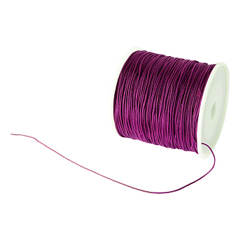 Braided Nylon Thread, Chinese Knotting Cord Beading Cord for Beading Jewelry Making, Purple, 0.8mm, about 100yards/roll