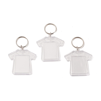 (Defective Closeout Sale: Scratch) Acrylic Keychain, with Iron Split Key Rings, Clothes, Clear, 8.5cm
