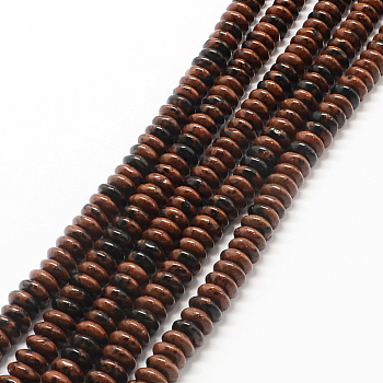 Rondelle Natural Mahogany Obsidian Bead Strands, 6~7x3~4mm, Hole: 1mm, about 140pcs/strand, 15.7 inch