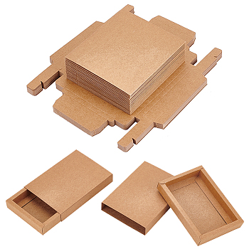 Kraft Paper Storage Gift Drawer Boxes, Gift Packaging Case for Wedding Party Supplies, BurlyWood, Rectangle, 13.7x9.9x2.3cm
