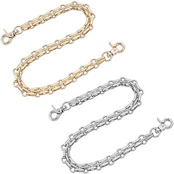 WADORN 2Pcs 2 Colors Bag Strap Chains, Iron Curb Link Three-row Chains, with Alloy Swivel Lobster Claw Clasps, Mixed Color, 41x1.2x0.55cm, 38x12x5.5cm, 1pc/color