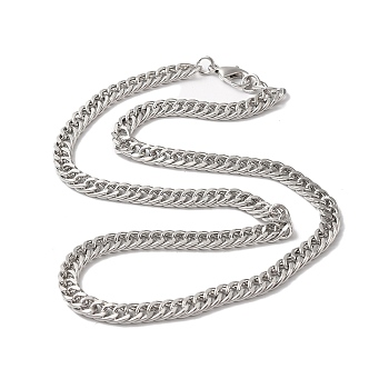 Iron Cuban Link Chain Necklaces for Women Men, Platinum, 17.72 inch(45cm), Link: 9x6x1.2mm.