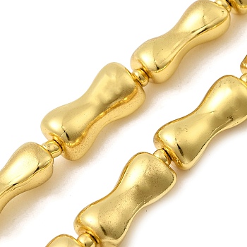 Electroplate Glass Beads Strands, Bamboo Stick, Golden Plated, 16.5x8.5x7mm, Hole: 1mm, about 22pcs/strand, 15.75''(40cm)