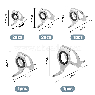 superfindings 7piezas 5 anillo guía de caña de pescar de acero inoxidable estilo(FIND-FH0006-70)-2