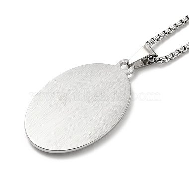 Collier pendentif vierge marie en acier inoxydable anti-ternissement avec chaînes à claquettes pour femme(NJEW-E066-01P)-3