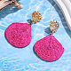 Teardrop with Shell Shape Alloy Raffia Dangle Stud Earrings(FS-WGAC576-04)-1