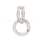 Brass Micro Pave Cubic Zirconia Clear Cubic Zirconia Twister Clasps, Platinum, 16.5x10mm, Hole: 5.5x4mm and 6mm(KK-B196-01G)