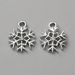 Alloy Rhinestone Pendants, Snowflake, Silver, 15x12x2.5mm, Hole: 1.9mm(FIND-WH0521-74D-S)