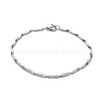 Tarnish Resistant Unisex 304 Stainless Steel Bar Link Chain Bracelets, with Lobster Claw Clasps, Word Jesus, Stainless Steel Color, 8-1/4 inch(21cm), 2mm(BJEW-L637-38A-P)