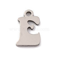 Non-Tarnish 201 Stainless Steel Charms, Laser Cut, Letter Charm, Letter E, 10.5x6.5x1mm, Hole: 1.2mm(STAS-U016-01P-E)