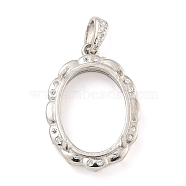 925 Sterling Silver Micro Pave Clear Cubic Zirconia Open Back Bezel Pendant Cabochon Settings, Oval, Real Platinum Plated, 23x16x7mm, Hole: 4x2mm, Tray: 15x12mm(STER-B005-27P)