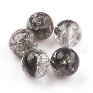 Transparent Crackle Acrylic Beads, Round, Black, 9.5~10x9mm, Hole: 2mm, about 950pcs/500g(MACR-E025-24B-10mm)