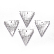304 Stainless Steel Pendants, Laser Cut, Triangle, Stainless Steel Color, 13.5x13x0.4mm, Hole: 1.2mm(STAS-G227-11P)