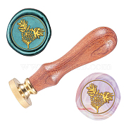 Wax Seal Stamp Set, Sealing Wax Stamp Solid Brass Head,  Wood Handle Retro Brass Stamp Kit Removable, for Envelopes Invitations, Gift Card, Flower Pattern, 83x22mm(AJEW-WH0208-408)