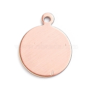 Brass Charms, Stamping Blank Tag, Long-Lasting Plated, Flat Round, Brushed Red Copper, 15x12x1mm, Hole: 1.2mm(X-KK-E784-04R)