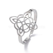 Sailor's Knot 304 Stainless Steel Hollow Adjustable Ring for Women, Stainless Steel Color, Inner Diameter: 18mm(RJEW-E073-04P)