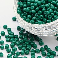 Baking Paint Glass Seed Beads, Teal, 6/0, 4~5x3~4mm, Hole: 1~2mm, about 500pcs/50g, 50g/bag, 18bags/2pounds(SEED-US0003-4mm-K26)