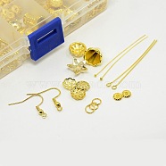 Pandahall DIY Jewelry Making Finding Kit, Including Iron Earring Hooks & Jump Rings, Brass Ball Head Pin & Eye Pin, Alloy Spacer Beads & Bead Caps, Golden, 65Pcs/box(DIY-TA0005-45)