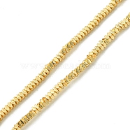 Electroplated Synthetic Non-Magnetic Hematite Beads Strands, Square, Golden Plated, 2x2x1mm, Hole: 0.7mm, about 410pcs/strand, 16.14''(41cm)(G-I360-T01-01)
