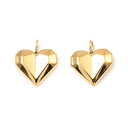 304 Stainless Steel Charms, Heart Charm, Real 18K Gold Plated, 13x11x3mm, Hole: 3mm(STAS-A089-27G)