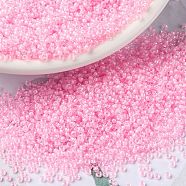 MIYUKI Round Rocailles Beads, Japanese Seed Beads, 15/0, (RR207) Pink Lined Crystal, 1.5mm, Hole: 0.7mm, about 5555pcs/10g(X-SEED-G009-RR0207)