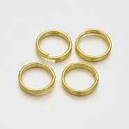 Brass Split Rings, Double Loops Jump Rings, Golden, 8mm, Hole: 1mm, about 7mm inner diameter, about 3180pcs/500g(KK-E647-10G-8mm)