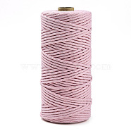Cotton String Threads, Macrame Cord, Decorative String Threads, for DIY Crafts, Gift Wrapping and Jewelry Making, Pink, 3mm, about 109.36 Yards(100m)/Roll.(OCOR-T001-02-32)