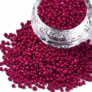 Glass Seed Beads, Baking Paint, Round Hole, Round, Medium Violet Red, 2~3x1.5~2mm, Hole: 0.8mm, about 450g/Pound(SEED-S060-A-F451)